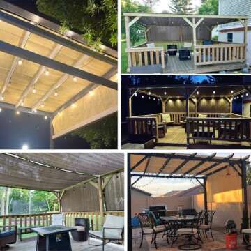Patio Paradise 8' x 16' Pergola Canopy Replacement Cover Shade Cloth with Grommets Weighted Rods Outdoor Sun Shade Screen UV Block for Gazebo Backyard Deck Porch Balcony, Brown