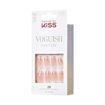 KISS, Press-On Nails, Nail glue included, 'clatant', Medium Size, Almond Shape, Includes 28 Nails, 2g Glue, 1 Manicure Stick, 1 Mini file