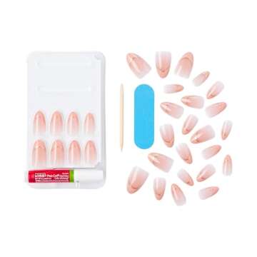 KISS, Press-On Nails, Nail glue included, 'clatant', Medium Size, Almond Shape, Includes 28 Nails, 2g Glue, 1 Manicure Stick, 1 Mini file