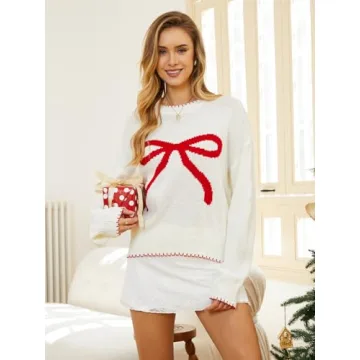 Milumia Women's Bow Print Sweater for Cozy Style