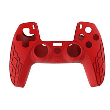 Controller Skins Covers Set for PS5 Playstation 5 Silicone Anti-Slip with Thumb Grips (Red Skin x 1 + Thumb Grips x 8)…