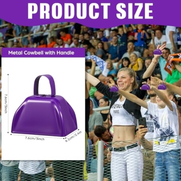 Premium 6 Pcs 3 Inch Purple Metal Cowbells - Perfect for Sporting Events and Celebrations!