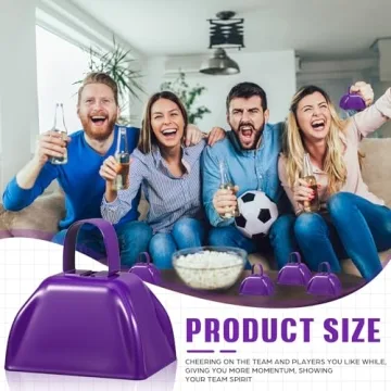 6 Purple Metal Cowbells for Events and Parties - Fun Noisemakers