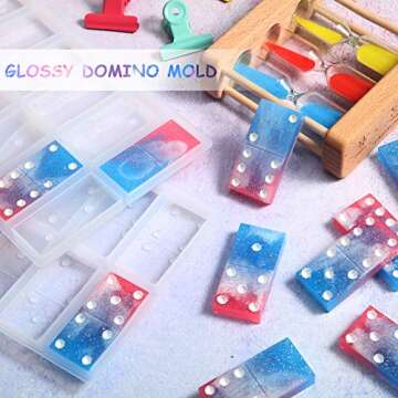 3 Sets of Flexible Domino Resin Molds for DIY Crafting