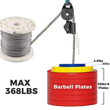 IETFULL 1/16 Wire Rope, 1/16 in. x328 ft. Aircraft Cable, 304 Stainless Steel Cable, 7x7 368 lbs Breaking Strength Steel Wire with 50pcs Thimbles and 50pcs Crimping Sleeves, Clothesline Trellis Wires