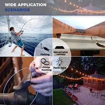 IETFULL 1/16 Wire Rope, 1/16 in. x328 ft. Aircraft Cable, 304 Stainless Steel Cable, 7x7 368 lbs Breaking Strength Steel Wire with 50pcs Thimbles and 50pcs Crimping Sleeves, Clothesline Trellis Wires