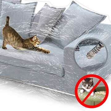 KEBE Clear Thicker Couch Cover for Pets, Heavy Duty Waterproof Plastic Shield Cat Scratch Sofa Cover...