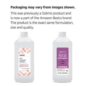 Amazon Basics 91% Isopropyl Alcohol First Aid Antiseptic, Unscented 32 Fl Oz (Pack of 1) (Previously...