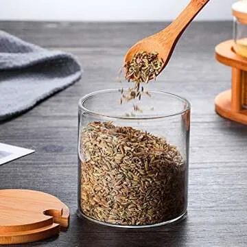Stylish 10oz Glass Jar with Bamboo Lid and Spoon