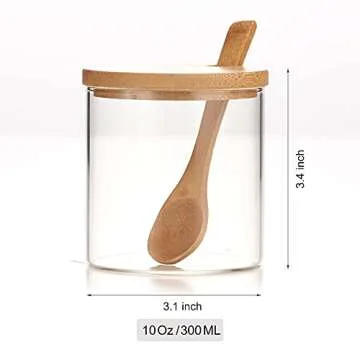 Stylish 10oz Glass Jar with Bamboo Lid and Spoon