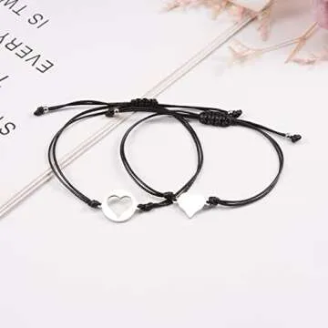 GBTBYS First Day of Schol Gifts 2 Pcs Heart Bracelet Mommy and Me Matching Wish Bracelets Set for Mo...