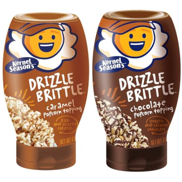Kernel Season's Drizzle Brittle Popcorn Topping Variety Pack - Indulge in Caramel & Chocolate 13.1 O...