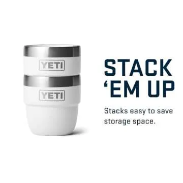 YETI Rambler 4 oz Stackable Cup, Stainless Steel, Vacuum Insulated Espresso/Coffee Cup, 2 Pack, White