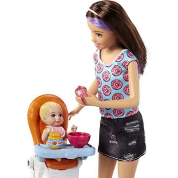 Barbie Skipper Babysitters Inc Playset with Skipper Doll, Color-Change Baby Doll & Accessories Including High Chair & Crib Furniture