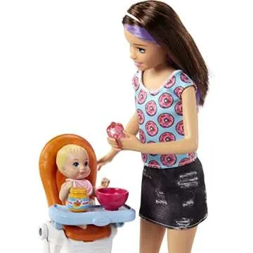 Barbie Skipper Babysitters Inc Playset with Skipper Doll, Color-Change Baby Doll & Accessories Including High Chair & Crib Furniture