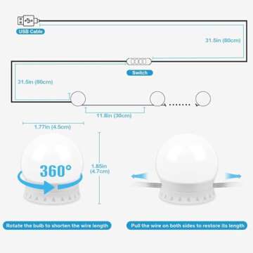 Pretmess Vanity Lights for Mirrors - Adjustable Brightness & Color