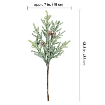 Frosted Cypress Pine Stems for Christmas Decor