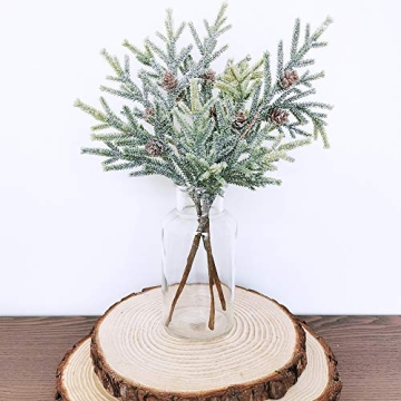 Frosted Cypress Pine Stems for Christmas Decor