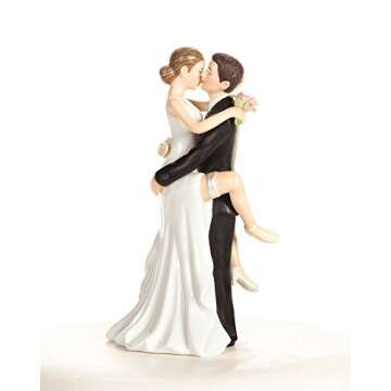 Wedding Collectibles Funny Kissing Wedding Cake Topper with Bride and Groom | Fun, Humorous Figurine | Fine Porcelain | 5.5 Inches