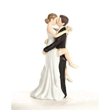 Wedding Collectibles Funny Kissing Wedding Cake Topper with Bride and Groom | Fun, Humorous Figurine | Fine Porcelain | 5.5 Inches