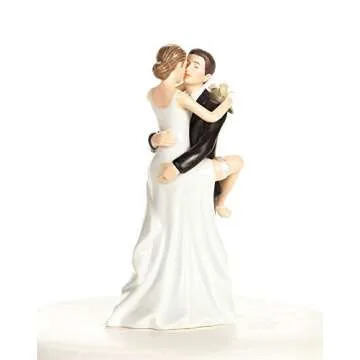 Wedding Collectibles Funny Kissing Wedding Cake Topper with Bride and Groom | Fun, Humorous Figurine | Fine Porcelain | 5.5 Inches