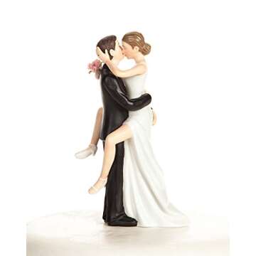 Wedding Collectibles Funny Kissing Wedding Cake Topper with Bride and Groom | Fun, Humorous Figurine | Fine Porcelain | 5.5 Inches