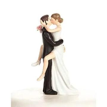 Wedding Collectibles Funny Kissing Wedding Cake Topper with Bride and Groom | Fun, Humorous Figurine | Fine Porcelain | 5.5 Inches