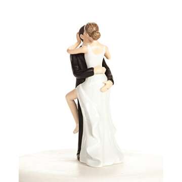Wedding Collectibles Funny Kissing Wedding Cake Topper with Bride and Groom | Fun, Humorous Figurine | Fine Porcelain | 5.5 Inches