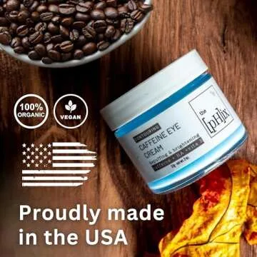 THE PHIX Caffeine Eye Cream with Hyaluronic Acid, Vitamin E, Vitamin K - Vegan (For Dark Circles Under Eyes, Face Puffiness, Facial Wrinkles, and Fine Lines)