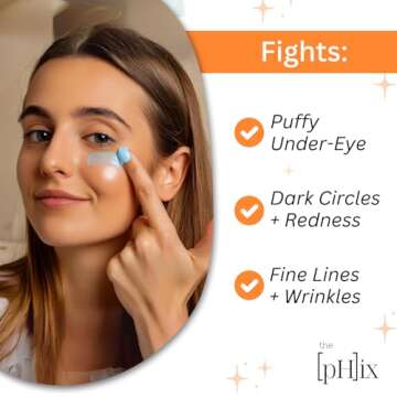 THE PHIX Caffeine Eye Cream with Hyaluronic Acid, Vitamin E, Vitamin K - Vegan (For Dark Circles Under Eyes, Face Puffiness, Facial Wrinkles, and Fine Lines)
