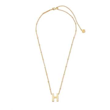 Kendra Scott Letter H Pendant Necklace for Women, Fashion Jewelry, 14k Gold-Plated Brass, Gold Metal...