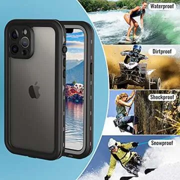 Transy Waterproof iPhone 13 Pro Max Case - Full Body Protection Case for iPhone 13 Pro Max 6.7 inch Waterproof Shockproof Dustproof Phone Case with Built in Screen Protector (Black)