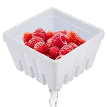 ZEAYEA Set of 2 Berry Basket, Melamine Berry Bowl With Holes, Square Kitchen Fruit Basket for Christmas, 5" Colander for Strawberry, Grape, Cherry, Berries, Veggies