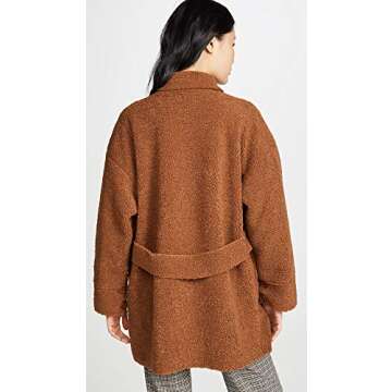 MOON RIVER Women's Midi Button Front Jacket, Brown, S