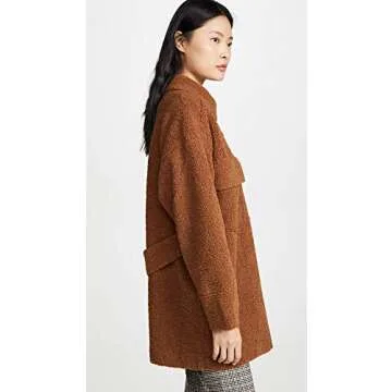 MOON RIVER Women's Midi Button Front Jacket, Brown, S
