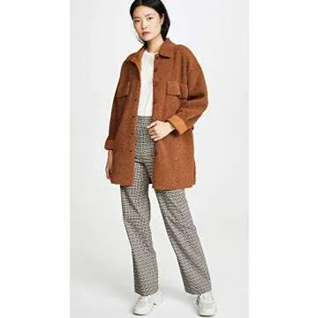 MOON RIVER Women's Midi Button Front Jacket, Brown, S