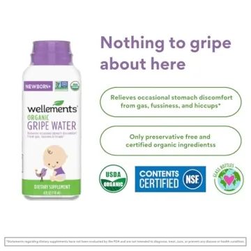 Wellements Organic Gripe Water for Baby Gas Relief 4 Fl Oz