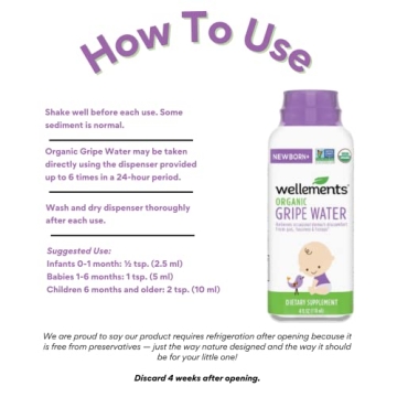 Wellements Organic Gripe Water for Baby Gas Relief 4 Fl Oz