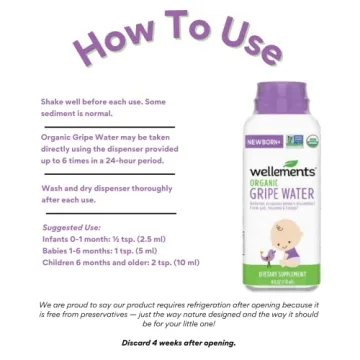 Wellements Organic Gripe Water for Baby Gas Relief 4 Fl Oz