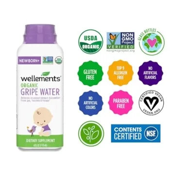 Wellements Organic Gripe Water for Baby Gas Relief 4 Fl Oz