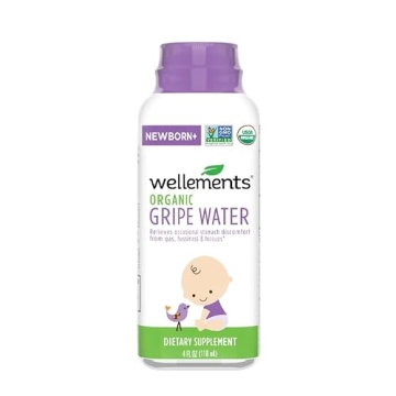 Wellements Organic Gripe Water for Baby Gas Relief 4 Fl Oz