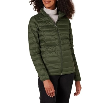 Chic and Practical Packable Lightweight Puffer Jacket for Women in Olive