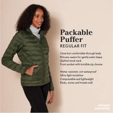 Packable Lightweight Women’s Olive Puffer Jacket