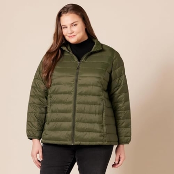 Packable Lightweight Women’s Olive Puffer Jacket