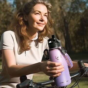 NATURE PIONEOR Insulated Water Bottles with Paracord Handle - 32 oz Vacuum Sports Wide Mouth Water B...