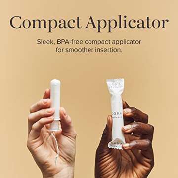 Cora Organic Applicator Tampons - Super Absorbency & Comfort