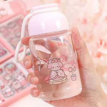 Doraking Waterproof Vinyl Transparent Flower Stickers, Kawaii Stickers for Notebook Laptop Scrapbook Journaling, 200 Sheets Cartoon Cute Stickers Boxed Gifts for Kids Teens Girls Boys