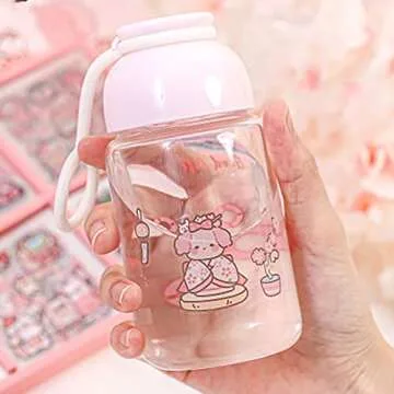 Doraking Waterproof Vinyl Transparent Flower Stickers, Kawaii Stickers for Notebook Laptop Scrapbook Journaling, 200 Sheets Cartoon Cute Stickers Boxed Gifts for Kids Teens Girls Boys