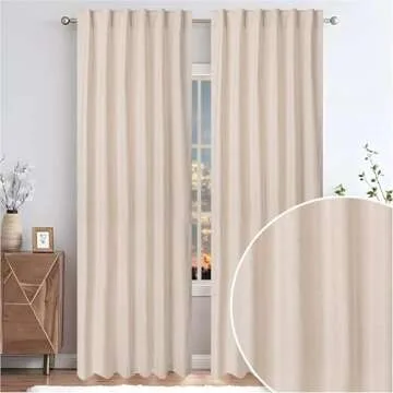 HOMIDATE Linen Curtains,Linen Curtain Panels,Linen Drapes, Chritsmas,108" Living Room Flax Linen Curtains,Curtains 50x108 inch Natural Set of 2,Curtains for Bedroom, Cotton Linen Flax Curtains