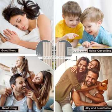 HOMIDATE Linen Curtains,Linen Curtain Panels,Linen Drapes, Chritsmas,108" Living Room Flax Linen Curtains,Curtains 50x108 inch Natural Set of 2,Curtains for Bedroom, Cotton Linen Flax Curtains